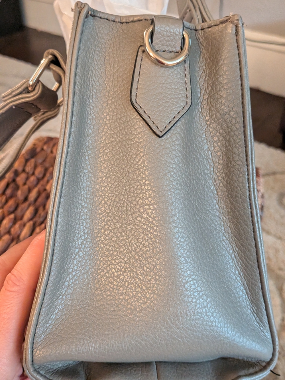 Nicole Miller Grey Studded Structured Satchel Tote Bag - Picture 4 of 16